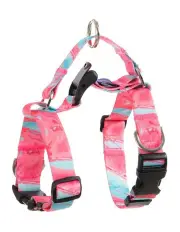 [Korea Collection] Large Dog Double-Lined Straps Harness Adjustable No Pull in Marble Pink