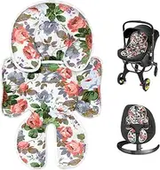 Baby Car Seat Head Support, 2 in 1 Infant Car Seat Head Body Support for Newborn for Strollers, Swings, and Bouncers, Pink Floral (Pink Flower)