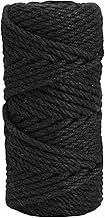 Leecogo 6mm Jute Rope 100 Feet Natural Craft Rope Twine String Perfect for Home Gardening Macrame Arts Crafts DIY Cat Scratching Post Replacement Repairing Recovering Cats Toy Making,Black