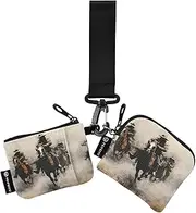 [XYMZR] Mini Zip Around Wristlet keychain Wallet Cowboy Desert Group for Women Personalized Pattern Detachable Dual Pouch Wristlet Portable Wallet Phone Coin Purse, Multi-colored, One Size