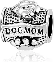 [SBI Jewelry] Paw Print Charm for Bracelets Dog Mum Bead Compatible with Pandora Charm Bracelet Women Girls Mum Daughter Sister Family Best Friends Auntie Cousin Girlfriend Wife Birthday Mothers Day, Leather Metal Cubic Zirconia Copper, No Gemstone