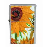 Vincent Van Gogh Sunflowers Windproof Refillable Oil Lighter with Gift Box D 7