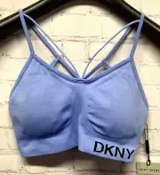 DKNY Sport Strappy Low-Impact Sports Bra Blue Hydrangea SMALL NEW