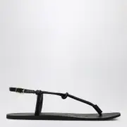 [Manebí] Black leather flip-flops 38 IT Black