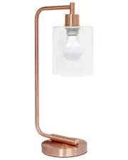 Lalia Home 18.8in Industrial Bronson Lantern Desk Table Lamp with Glass Shade & LED Bulb Included