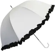 [BACKYARD FAMILY] ATTAIN Hand Open Dome for Rain or Shine, Long Umbrella, 21.7 inches (55 cm), Rain or Shine, Off White