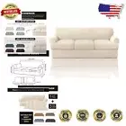 4-Piece T Cushion Sofa Slipcover - Contemporary Stretch Fit & Machine Washable