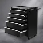 5 Drawer Tool Box Cabinet Chest Trolley Box Garage Storage Toolbox Black