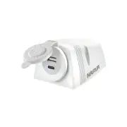 Narva Heavy-Duty Surface-Mount Dual USB/USB-C Socket - White Housing