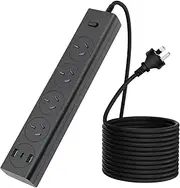 2500W Surge Protector Power Board - 4 Widely Outlets with 2 USB Ports & 1USB C Surge Protection, 1.8M Extension Cord Power Strip, Powerboard Wall Mount for Home Office
