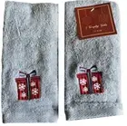 Avanti Christmas Present Fingertip Towels Gray Embroidered Snowflake Set of 2