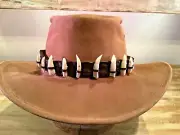 Genuine crocodile leather hat band Australian made 10 crocodile teeth