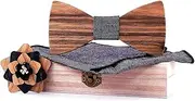 [ADOVZ] Walnut Wooden Bow tie, European and American Wedding Bow tie, Men's Accessories, Corsage Wooden Box Set