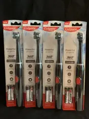 4x Colgate 360 Advanced Charcoal Infused Bristles Powered Toothbrush Black