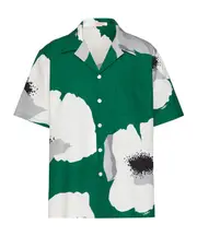Valentino Floral Printed Short-Sleeved Shirt IT50,IT48 emerald green/white