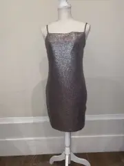 TopShop Womens Party Mini Dress NWT BodyCon Metallic Foil Sheath Pretty Size 8