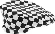 [Minkissy] Chef Beret Hat for Adults Breathable Checkered Cap Comfortable Hair Cover for Cooking Food Service Restaurants Cafes