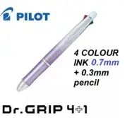 Pilot Dr Grip 4+1 Multifunction Ballpoint Pen 0.7mm + Pencil 0.3mm GRADIENT LAV