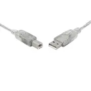 8WARE USB 2.0 Cable 0.5m 50cm A to B Transparent Metal Sheath UL Approved