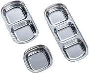 COLLBATH Practical Stainless Steel Dipping Plates Pack Set Grids for Hot Pot Sauces Condiments Easy to Maintain