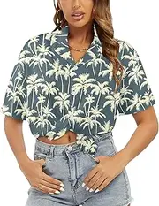 [Generic] Women's Short Sleeve T Shirt, Comfy Button Down T-Shirt,Soft Beach Summer Tops Blouses, Retro Island Whisper-113