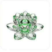 5" Green Hue Reflection Crystal Lotus Flower Feng Shui Home Decor with Gift Box