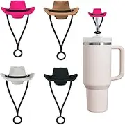 4Pack Silicone Cowboy Hat Straw Covers Cap, Silicone Straw Topper,Dust-Proof Reusable Straw Caps,Funny Tumbler Straw Topper Accessories Fit Cup 30-40 Oz Tumbler Straw Accessories