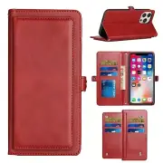 Wallet Premium PU Vegan Leather ID Multiple Card Holder RED For Samsung A54