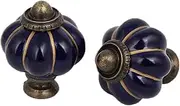 Ceramic Knob,Cabinet,Furniture Pull Handles,Door Pull,Drawer Pull Handle,Home Office Furniture Ceramic Pumpkin Shape Pull Handle Knob Navy Blue 2pcs
