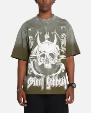 [BLACK SABBATH] Black Sabbath Sabbath Hem Vintage T-shirt Washed Black - Size XL XL Washed Black