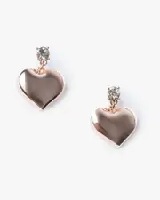 Rose Gold Crystal Heart Mini Drop Earrings