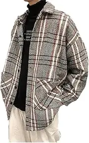 [PLANIFLEX] CSCDD Plaid LargeWhite Jacket Men's Coat Spring Autumn Plaid Loose Top Trend Large Winter Military Jackets Fall