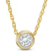 0.1 CT. Natural Clarity Enhanced Solitaire Pendant in 10K Yellow Gold