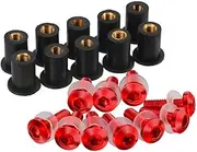 Motorcycle Fairing Bolt Kit 5mm 10PCS Windshield Windscreen Deflectors Bolts for Suzu&ki for SV650 for GSXR1000 for TL1200S for SV650X(Red)
