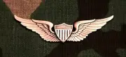 US ARMY BASIC AVIATOR PILOT BADGE; FULL SIZE OXIDIZED SILVER FINISH