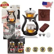 Elegant Heat-Resistant High Borosilicate Glass Drip Teapot with Wooden Handle