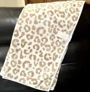 CARO Leopard Print Beach Towel Spa 36" X 68 Ivory & Gold Luxury Cotton &Viscose