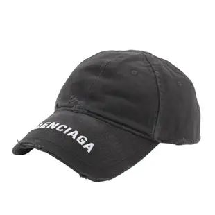 【Balenciaga 巴黎世家】Logo 刺繡仿舊帽子/老帽(黑色) S/平行輸入