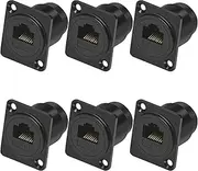 tunghey D-Type RJ45 Coupler, Shielded RJ45 Panel Mount Connector, CAT6/CAT5E/CAT5 Female to Female LAN Network Bulkhead Pass Through Socket (6Pack)
