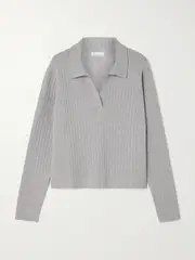 [Skin] Skin - Milan Ribbed Organic Cotton And Cashmere-blend Sweater - Light gray - large large Gray