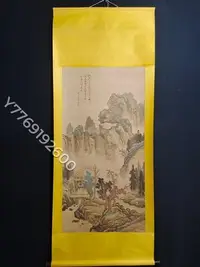 在飛比找Yahoo!奇摩拍賣優惠-編號AD351 四尺中堂手繪 山水 作品作者:仇英材質:宣紙