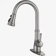 WEWE Kitchen Faucet-Single Handle Stainless Steel With Pull Down Sprayer-Brushed