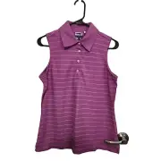 Adidas Lavendar Stripe Sleeveless Climalite Polo Golf Polo Sz M NWT