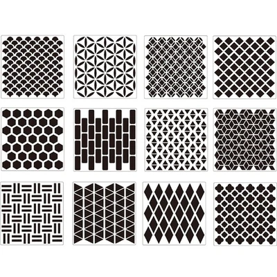 12 pcs Reusable Painting Drawing Stencils Mandala Dotting Template Sets