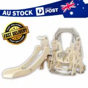 Bopeep 4 in 1 Kids Slide and Swing Set with Climber Steps Basketball Hoop Indoor