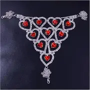 [JYMADLY] Body Chains Sexy Red Heart Panties Briefs Women Waist Crotchless Thong Lingerie Crystal Accessories Bikini Jewelry Body Jewellery