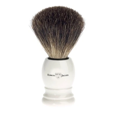 EDWIN JAGGER Pure Badger Hair Imitation Ivory Shaving Brush NEW