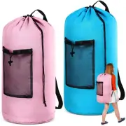 2 Pack XL Laundry Backpack with Shoulder Straps and Mesh Pocket Portable Laun...