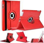 [world biz] [Wallet Case] Shockproof PU Leather 360° Rotating Cover With Folding Stand Function For iPad Air 3rd generation 10.5 (2019) and iPad Pro 10.5 (2017), Apple iPad Pro 10.5, Color: Red