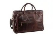 Pierre Cardin Mens Rustic Leather Overnight Bag Weekend Luggage - Chocolate